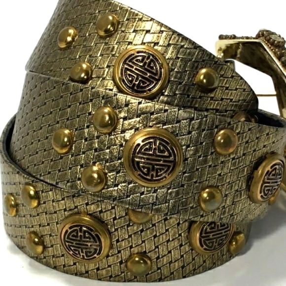 St. Maarten Vintage Gold studs jeweled belt Size S-M